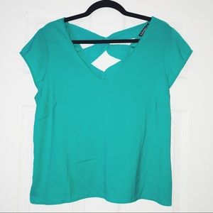 Teal Blouse with Crisscross back
